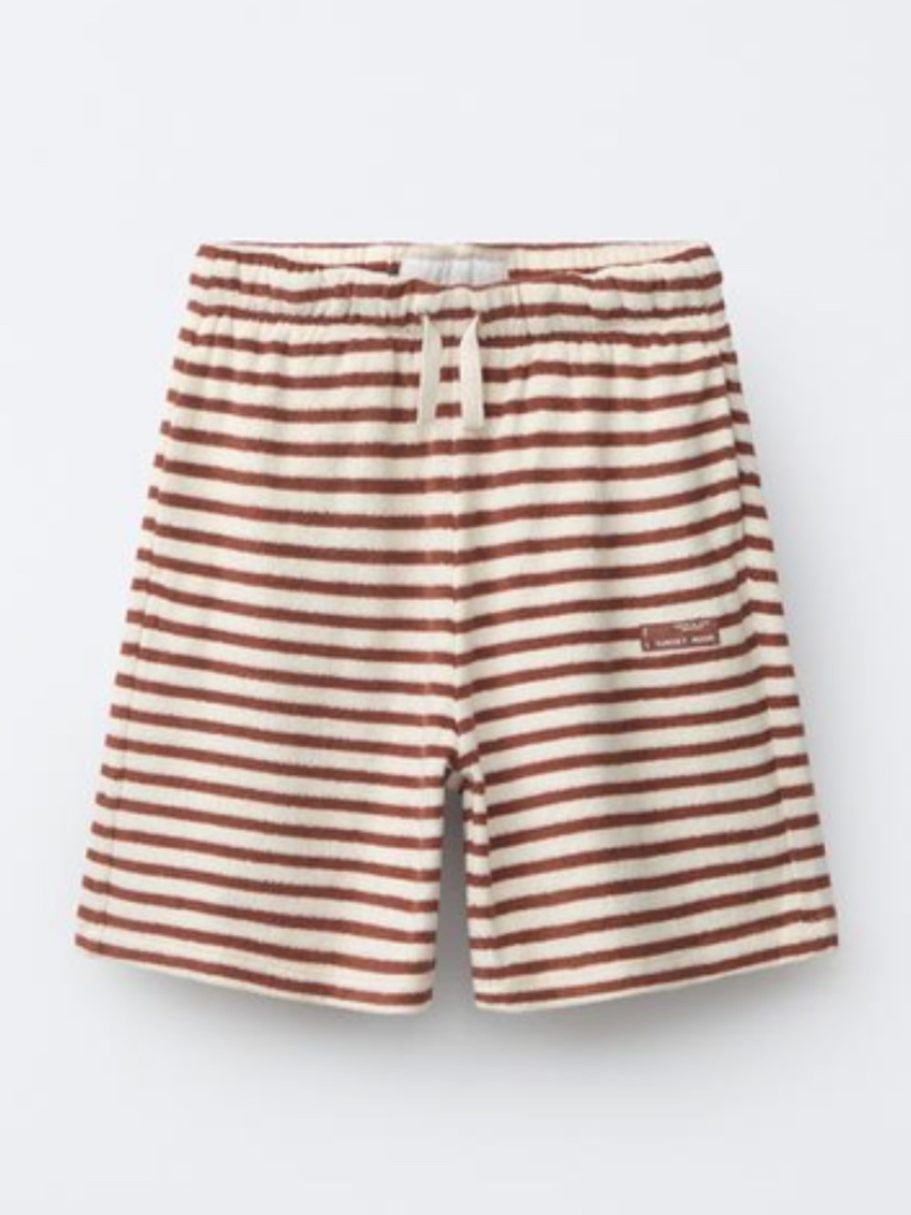 Zara Towel Effect Striped T-Shirt & Bermuda Set. Size 8-9. Color Burgundy/cream - Picture 5 of 10